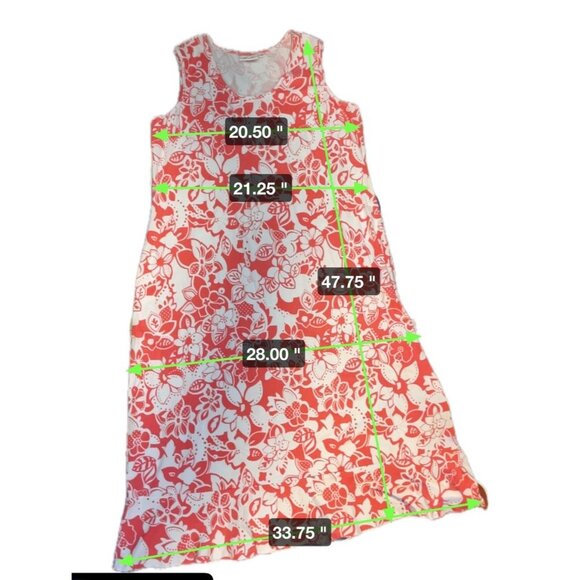 D & Co Orange White Sleeveless Scoop Neck Full Length Maxi Dress Sz 1X - Picture 6 of 6